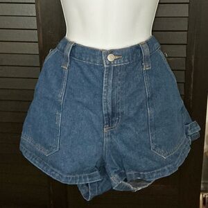 Blue Denim High-Waisted Shorts